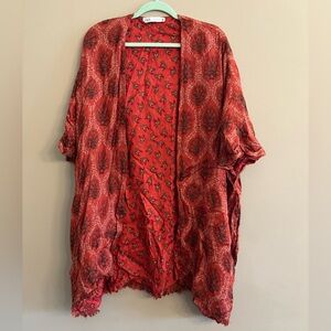 Zara Red patchwork Floral Patterned Kimono Shawl